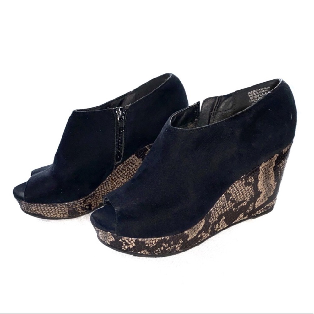 Attention Black Python Snakeskin Wedge 7.5 - image 2